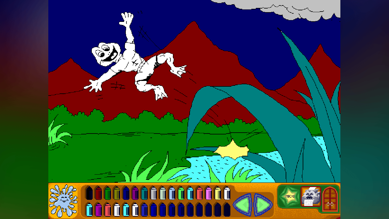 Dibujo de Croy la rana en software para niños con libro para colorear