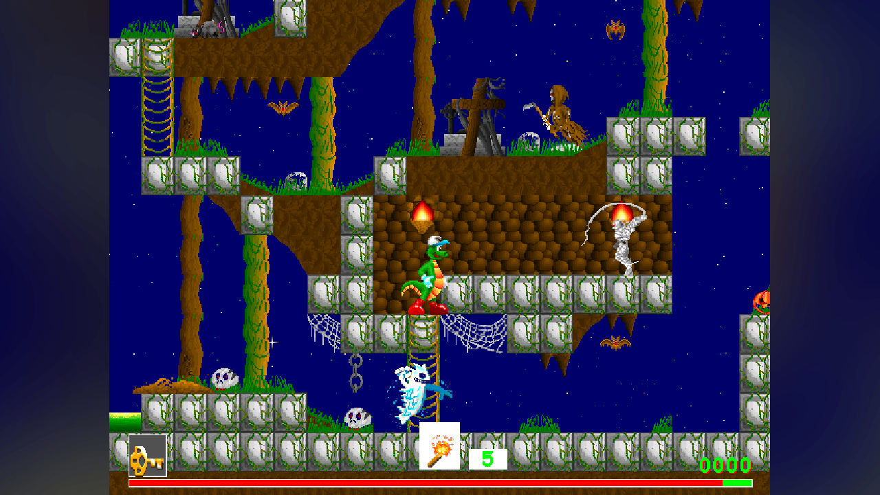 Primer nivel de juego de plataformas educativo para matemáticas con monstruos y Arnoldo el cocodrilo de Vermic