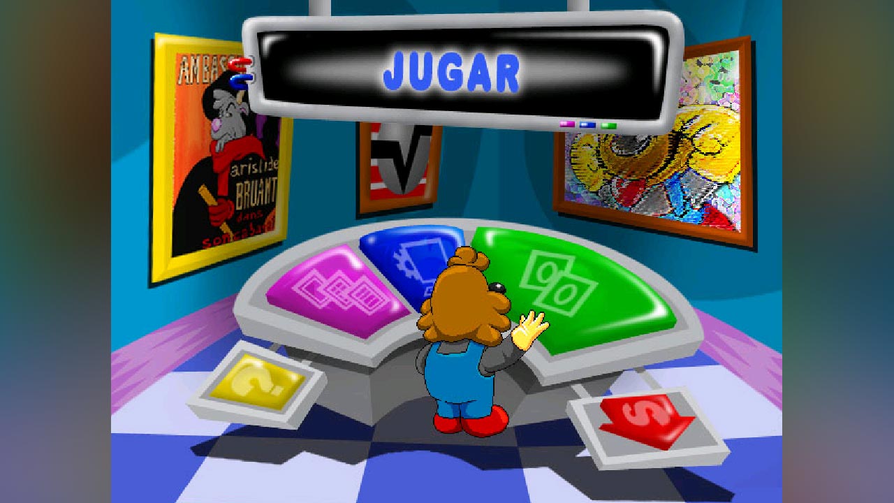 Colorido dibujo de centro de control para jugar memoria con el topo Casimiro de Vermic