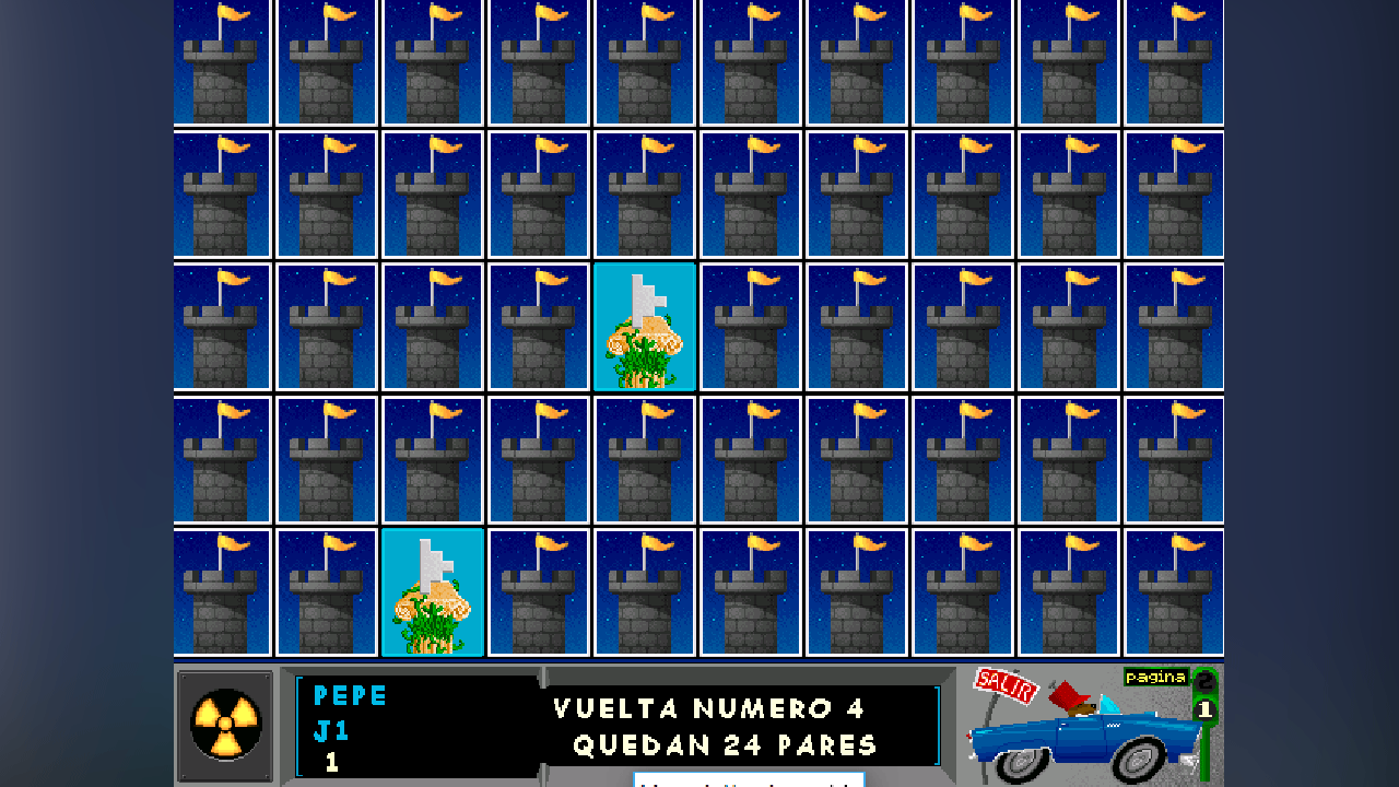 Juego para encontrar parejas de figuras y palabras por memoria para niños de entre 7 y 9 años de edad