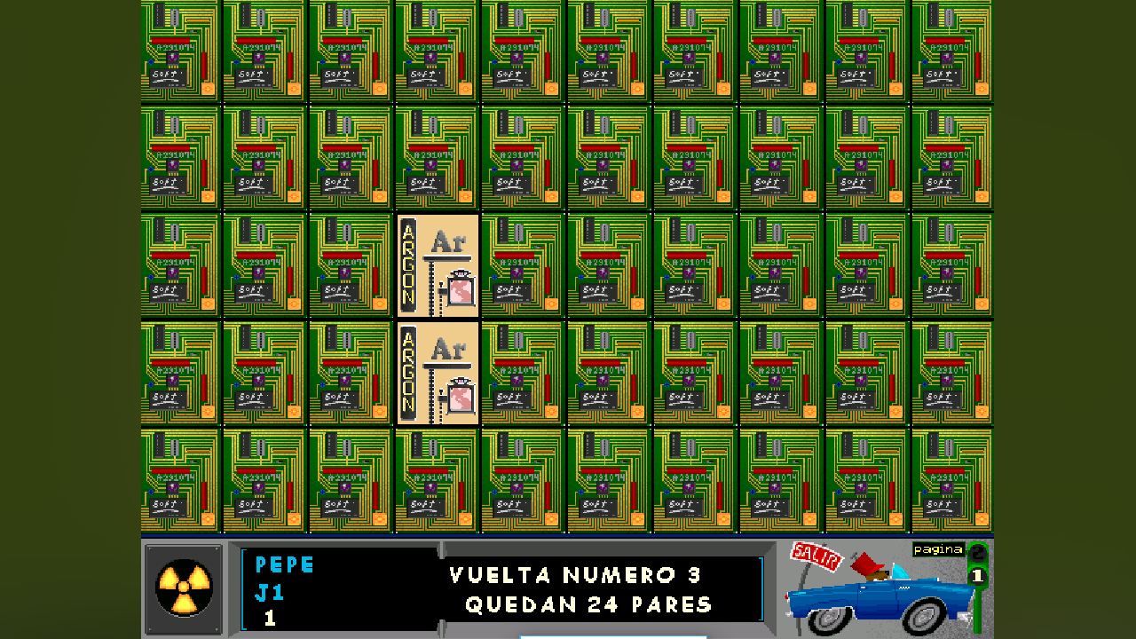 Software educativo de niños de primaria para encontrar parejas de elementos de la tabla periódica