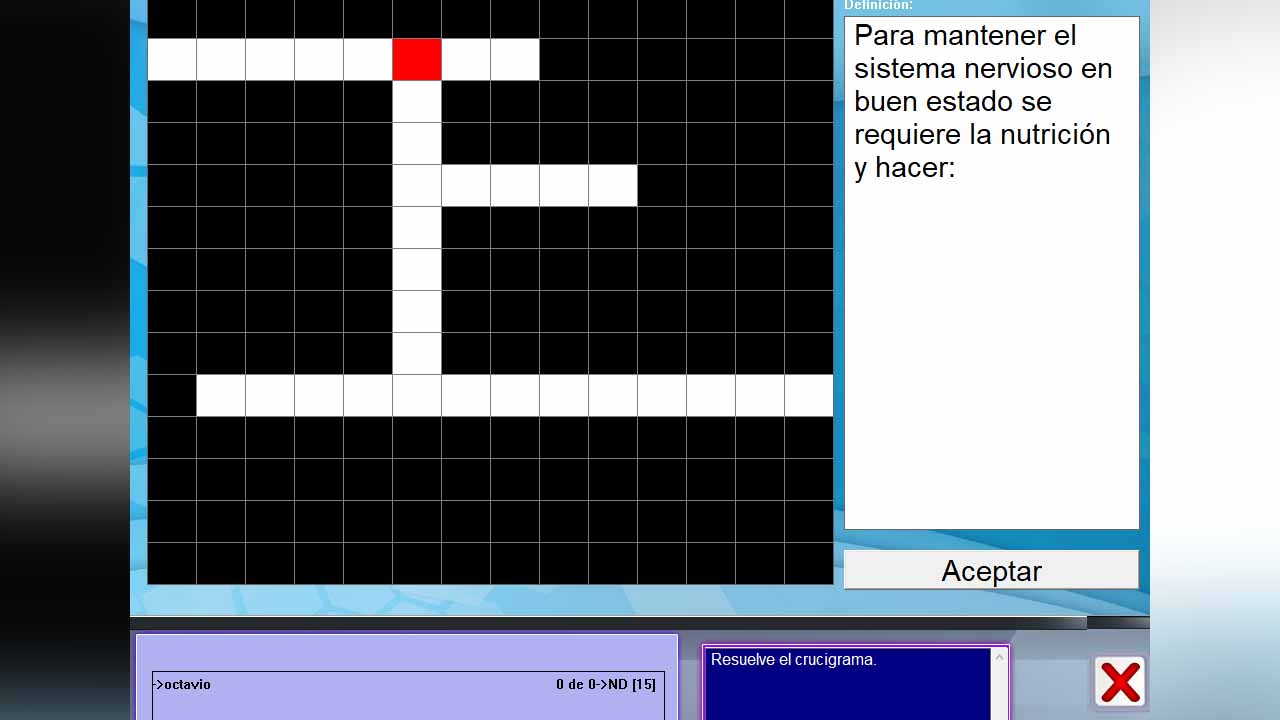 Crucigrama para aprender sobre el sistema nervioso y el cuerpo humano para niños de cuarto de primaria
