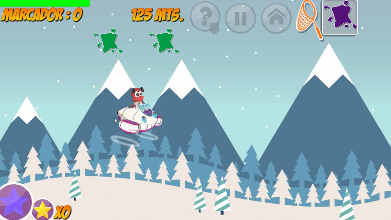 Juego Atrapados de Green Hat Boomer volando en nave espacial