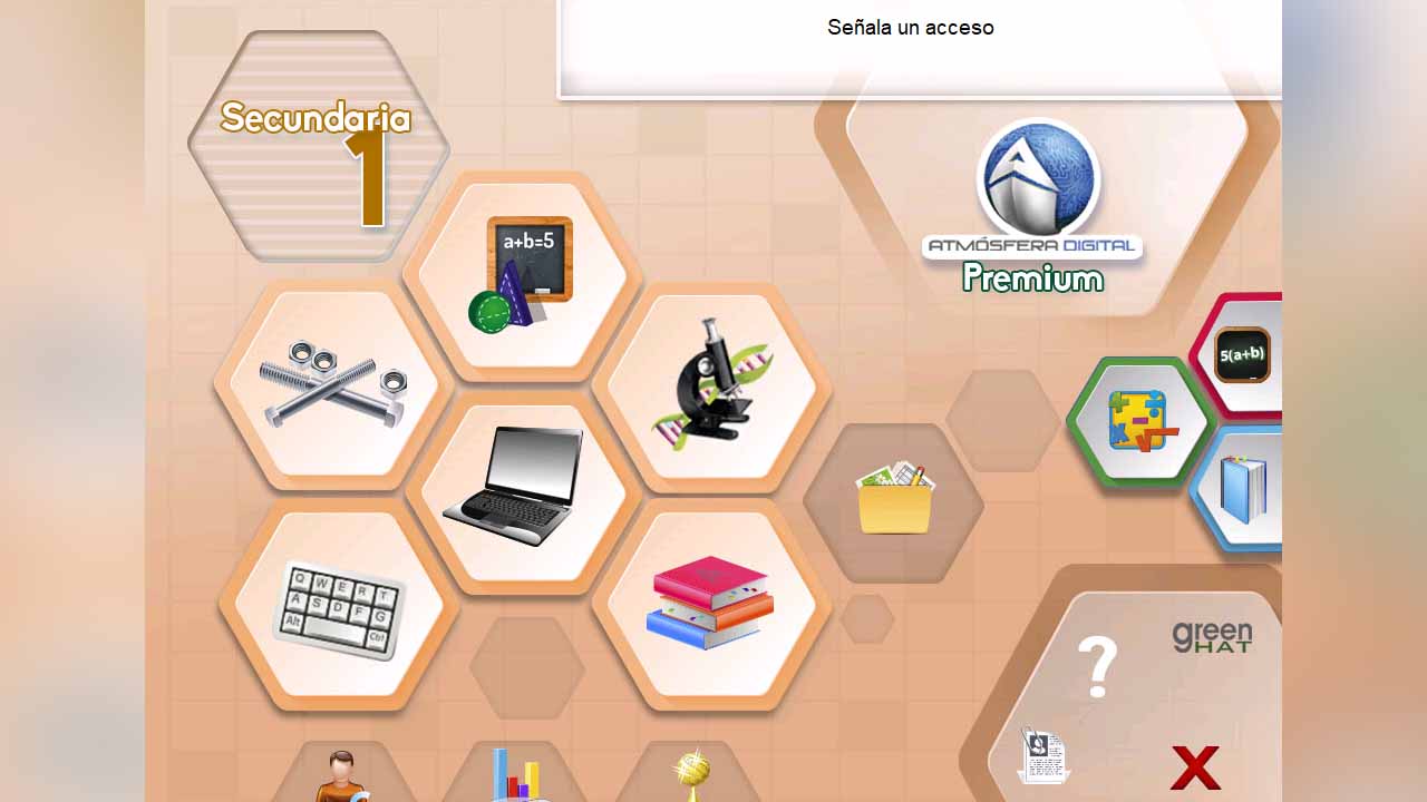 Menú principal de juego para aprender de Atmósfera Digital de Green Hat