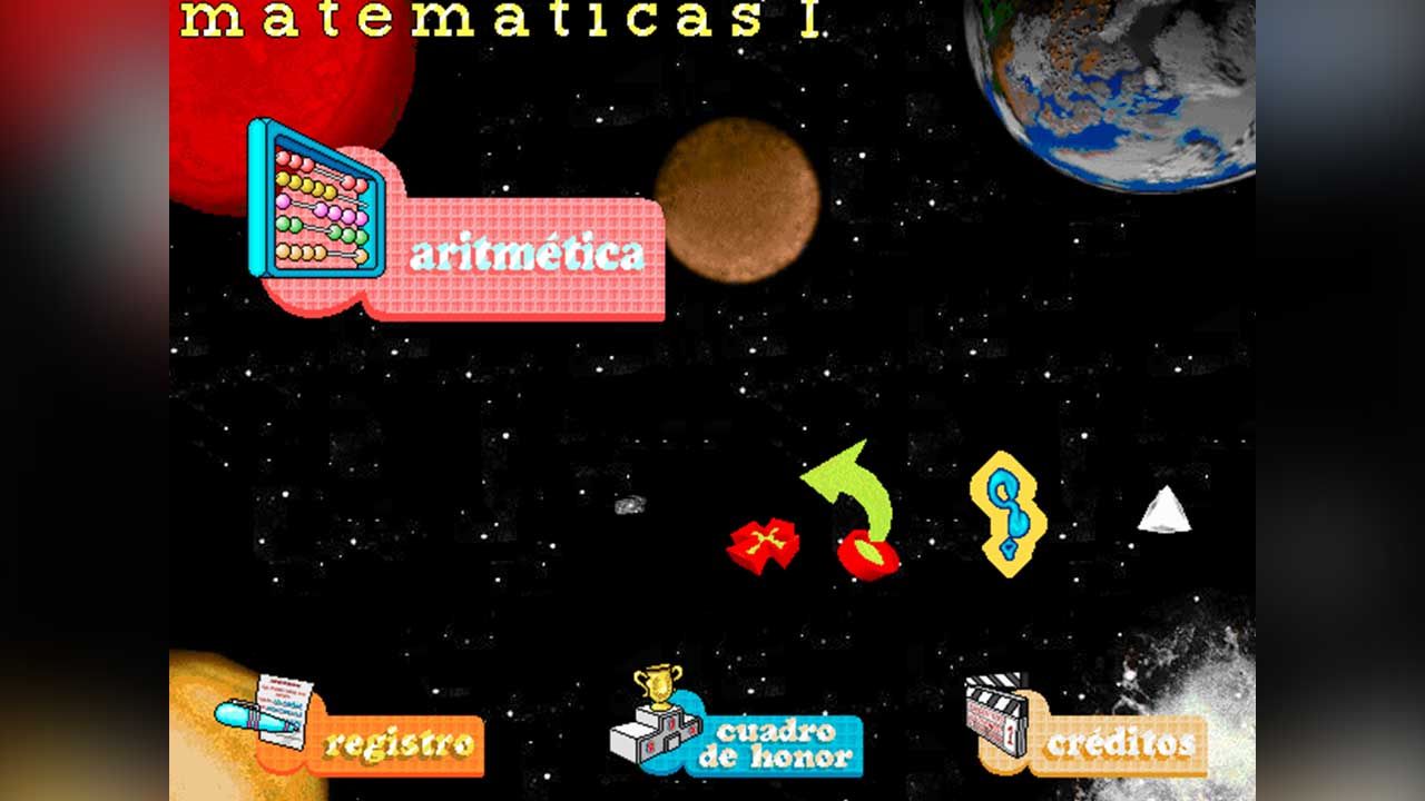 Juego en el espacio para jóvenes de secundaria para que aprendan aritmética