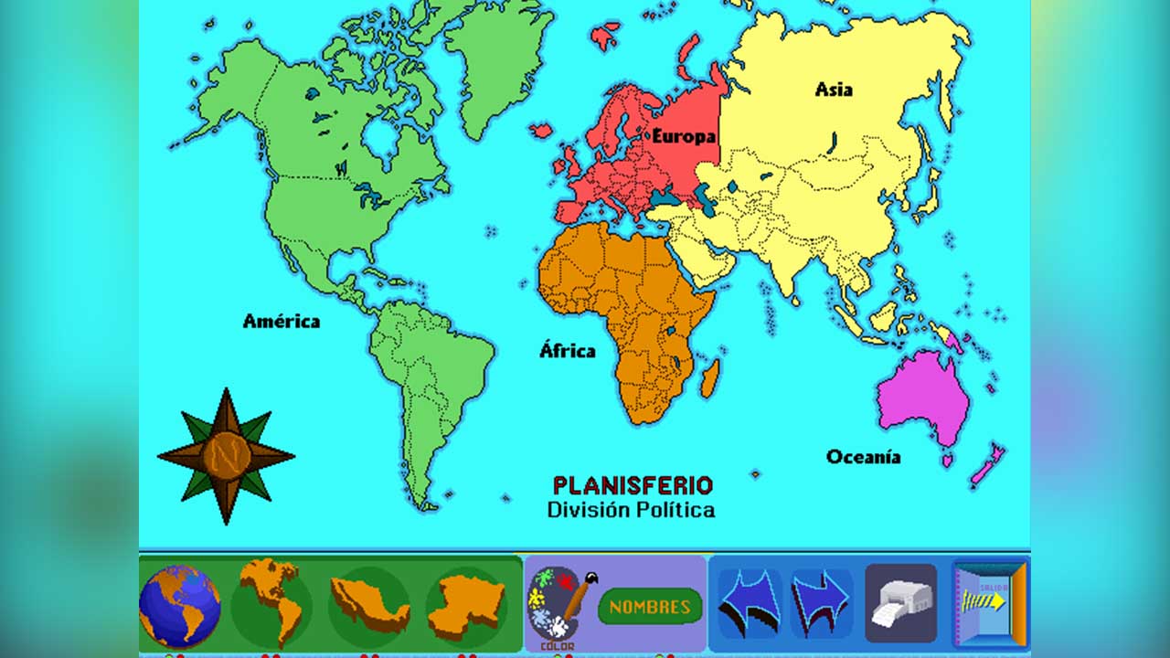 Mapa del mundo para niños de segundo grado de secundaria. Software para aprender