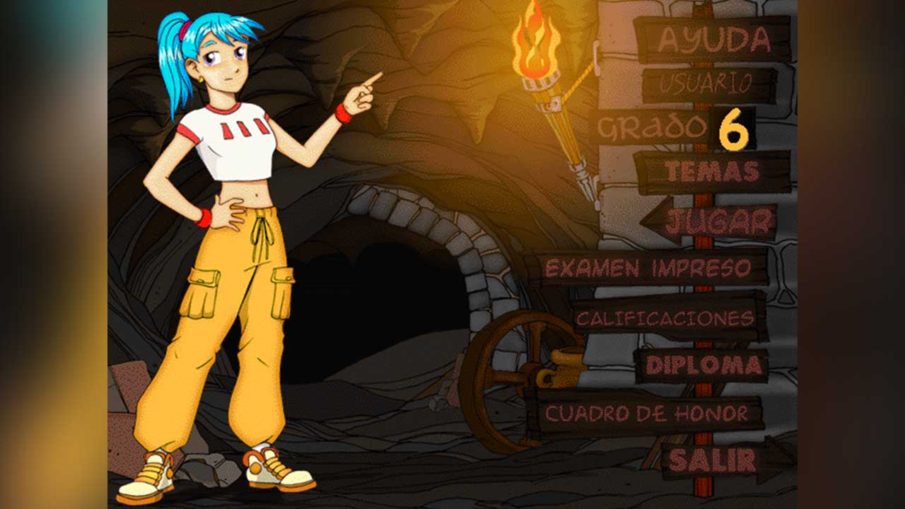 Catacumbas con Lore para aprender con un juego educativo de plataformas