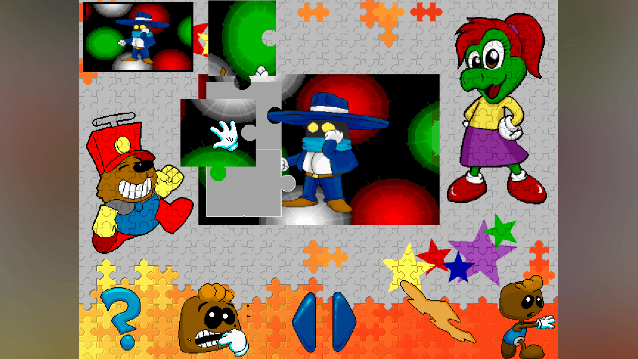 Piezas de puzzle para armar cuadros de animaciones con personajes simpáticos