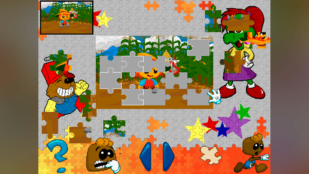 Reto mental para niños pequeños con rompecabezas de Paji el espantapájaros personaje de Vermic