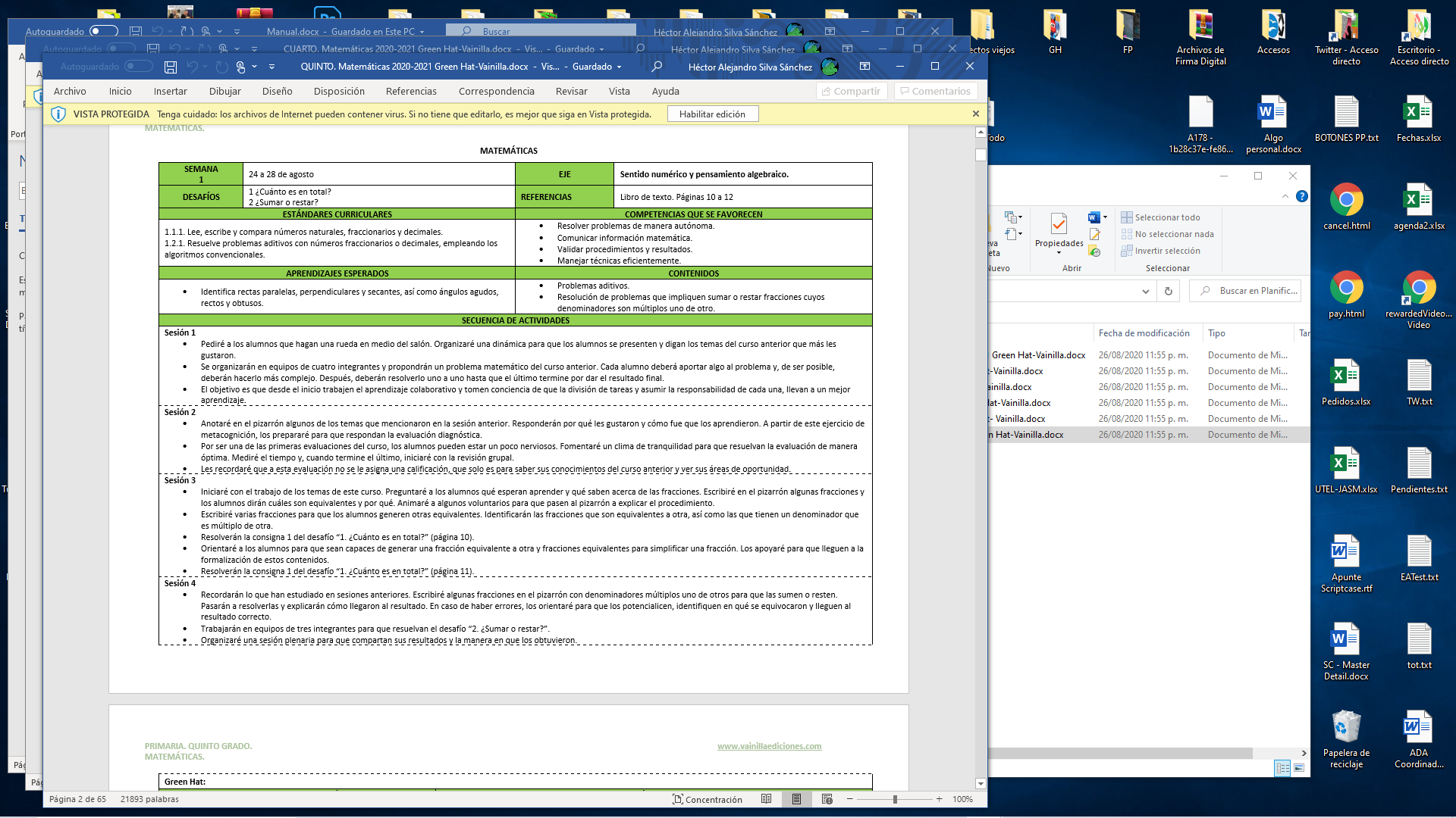 Ejemplo de Planeación anual 5° de primaria.